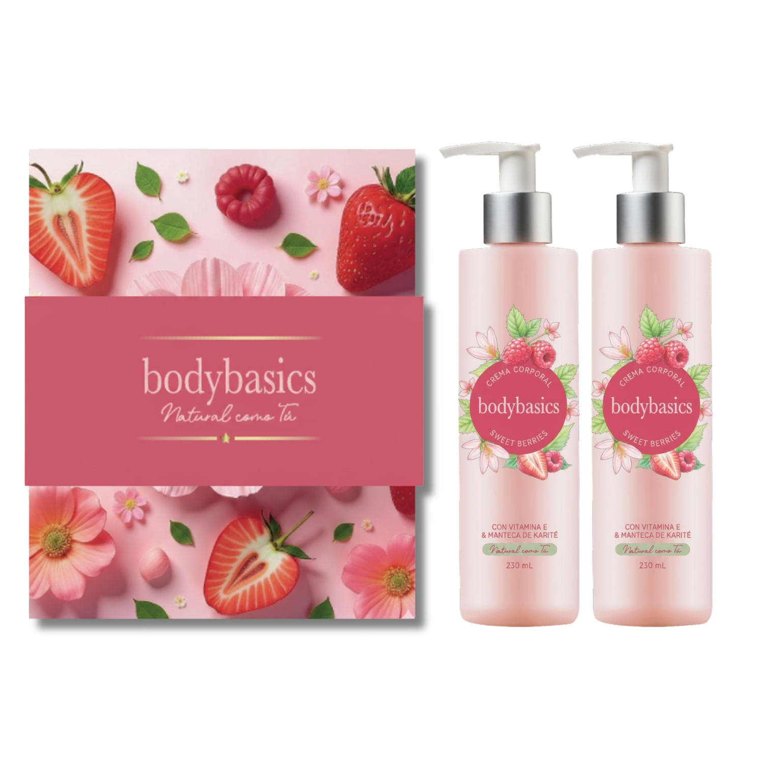 Pack X2 Cremas Corporal Bodybasics Sweet Berries 230Ml