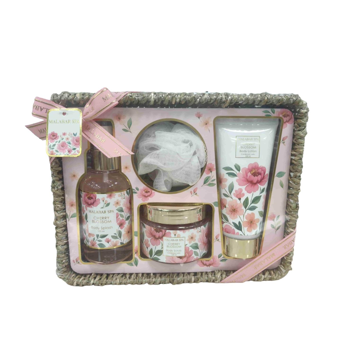 Set Malabar Body Splash 150Ml + Exfoliante Corporal 150Ml + Body Lotion 100Ml + Esponja + Canasto