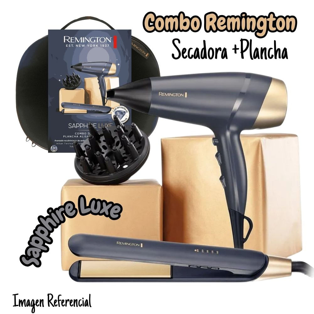 Combo Remington Sapphire Luxe Secadora De Cabello Plancha De Cabello
