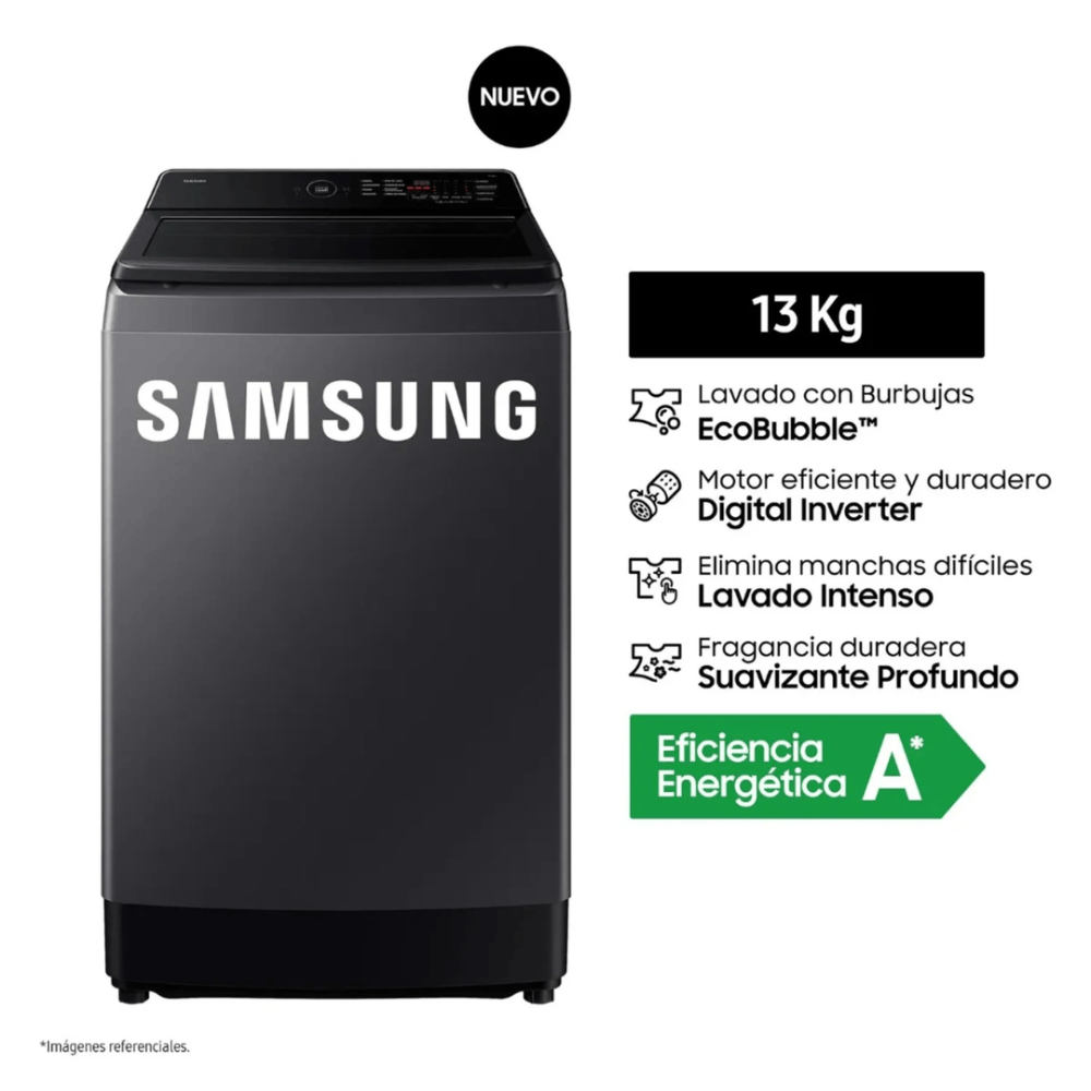 LAVADORA SAMSUNG 13KG ECOBUBBLE WA40F13E4CPE GRIS GRAFITO