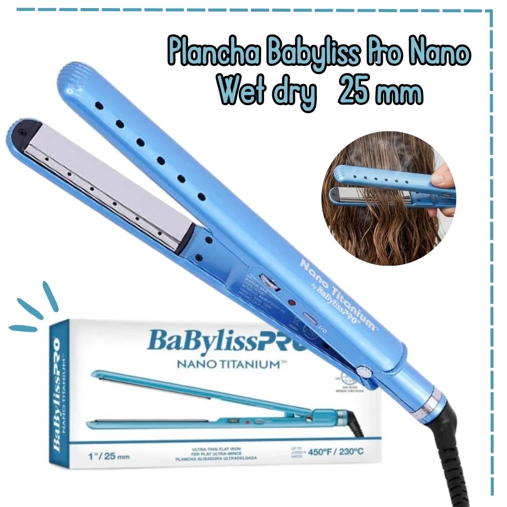 Plancha Alisadora Babyliss Pro Nano Titanium Wet Dry 25mm