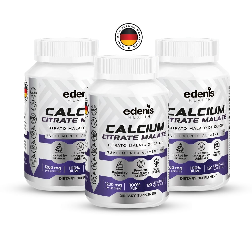 Pack 3 Citrato Malato de Calcio Edenis Health 120 Cápsulas