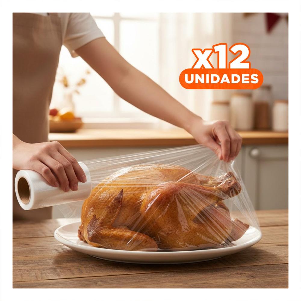Pack12 Papel Plastico para Alimentos 20m x 30cm Transparente Hogar Y Regalo Sticker