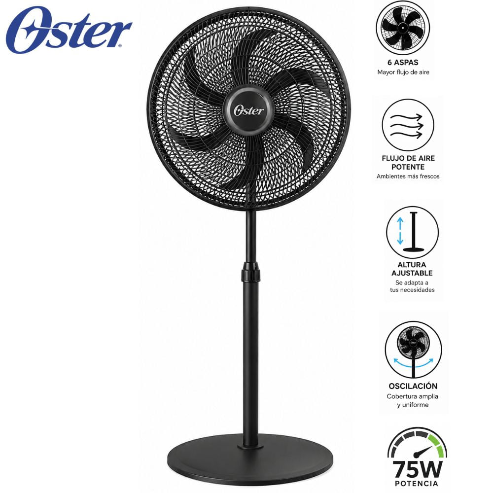 Ventilador de Pedestal Oster T1631 18. 75 W Negro