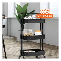 Pack6 Modulo Auxiliar 3 Niveles con Ruedas y Mango Grande para Organizacion Casa Y Papel Regalo