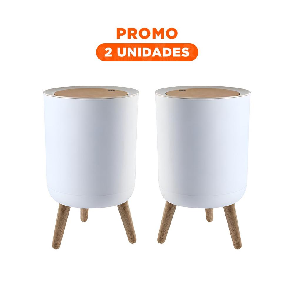 Pack2 Contenedor Moderno de Basura con Tapa Push y Patitas para Interior