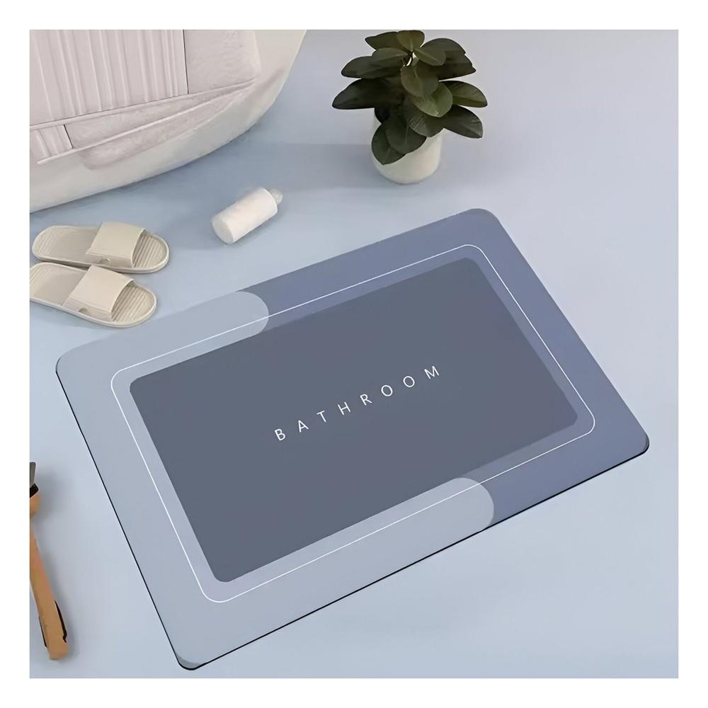 Alfombra Rectangular Azul para Espacios de Bano en Casa con Diseno Actual y Papel Regalo