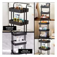 Pack4 Soporte Auxiliar 3 Niveles con Ruedas y Mango Grande para Orden Interior Y Regalo Sticker
