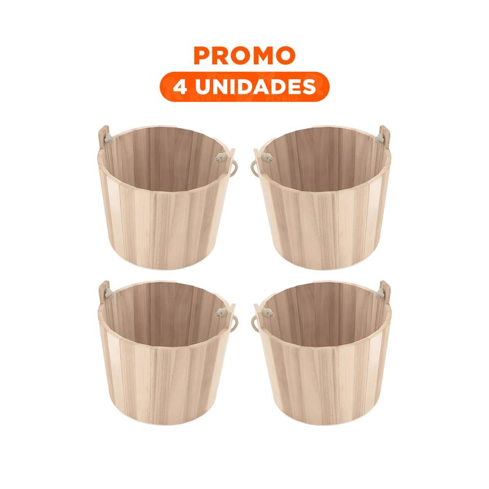 Pack4 Caja Natural de Madera con Agarradera de Cuerda para Espacios Y Regalo Sticker