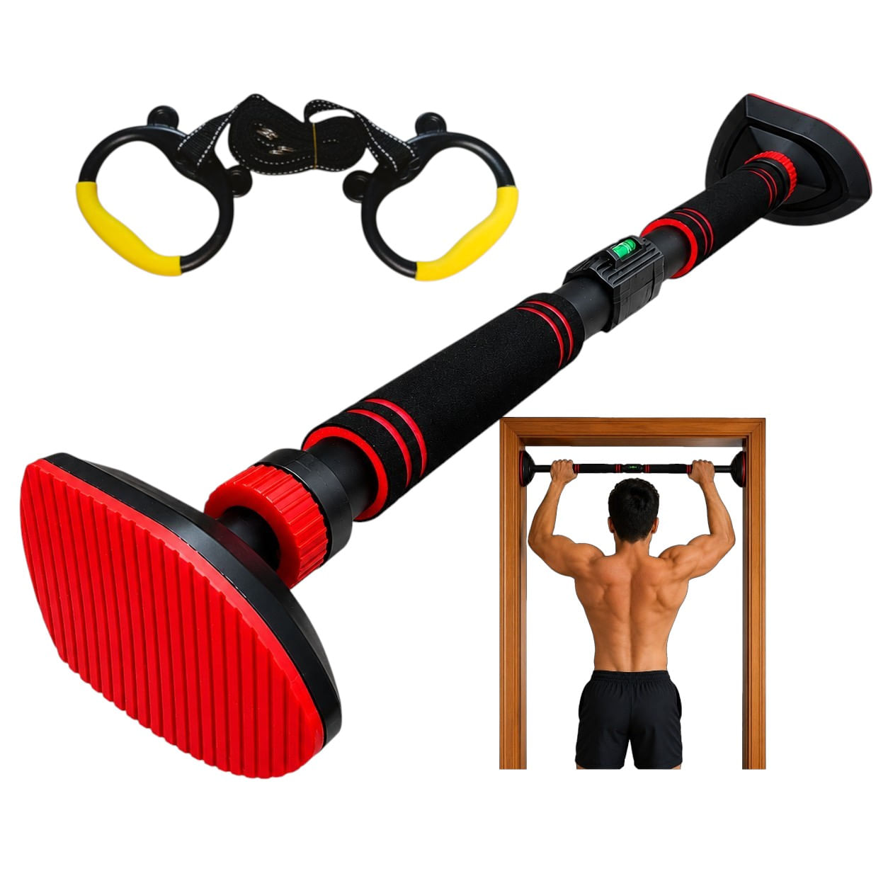 Barra Dominadas Expandible Pull Up Bar 70 A 90 Cm Con Nivel Puerta Pasadizo