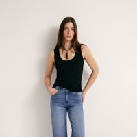 Top Punto Rib Mujer Sfera Negro