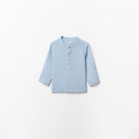 Camisa Bebe Niño Sfera Algodon Lino Rayas Azul