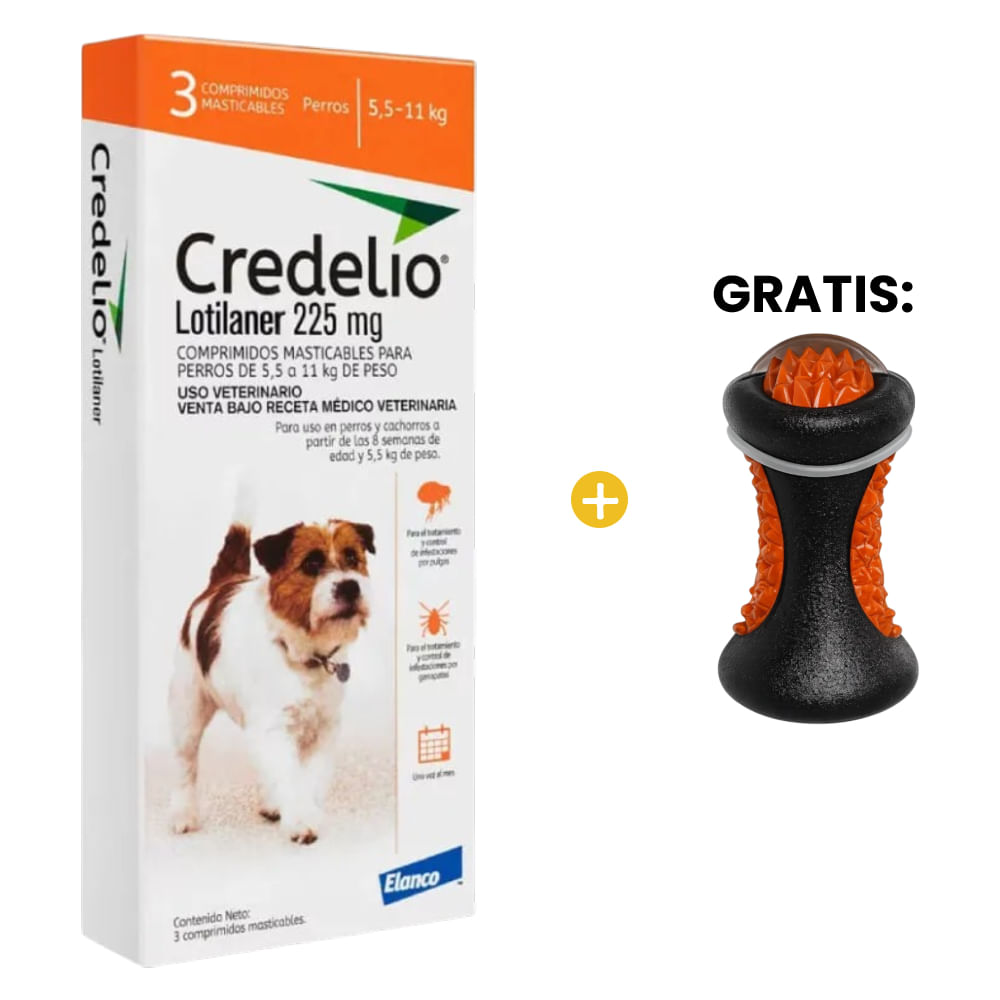 Credelio Perro 5.5 a 11 Kg x 3 Tabletas Y Gratis Juguete Perro Hueso con Luces