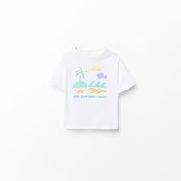 Polo Bebe Niño Sfera Manga Corta Estampado Playa Blanco Roto