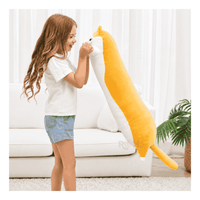 Almohada De Peluche Gato Amarillo De Poliéster Suave 64 cm