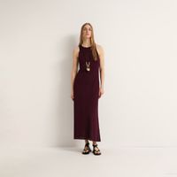 Vestido Largo Halter Mujer Sfera Liso Ciruela