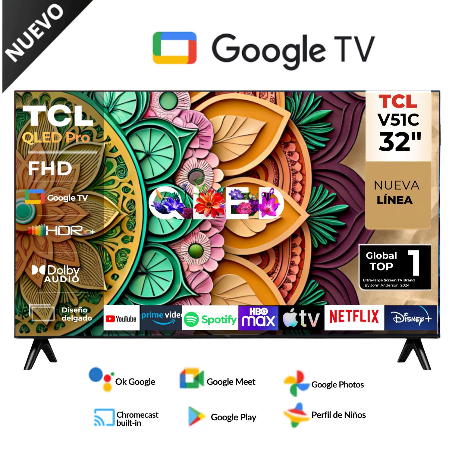 Televisor TCL QLED 32 FHD Google Tv 32S5K
