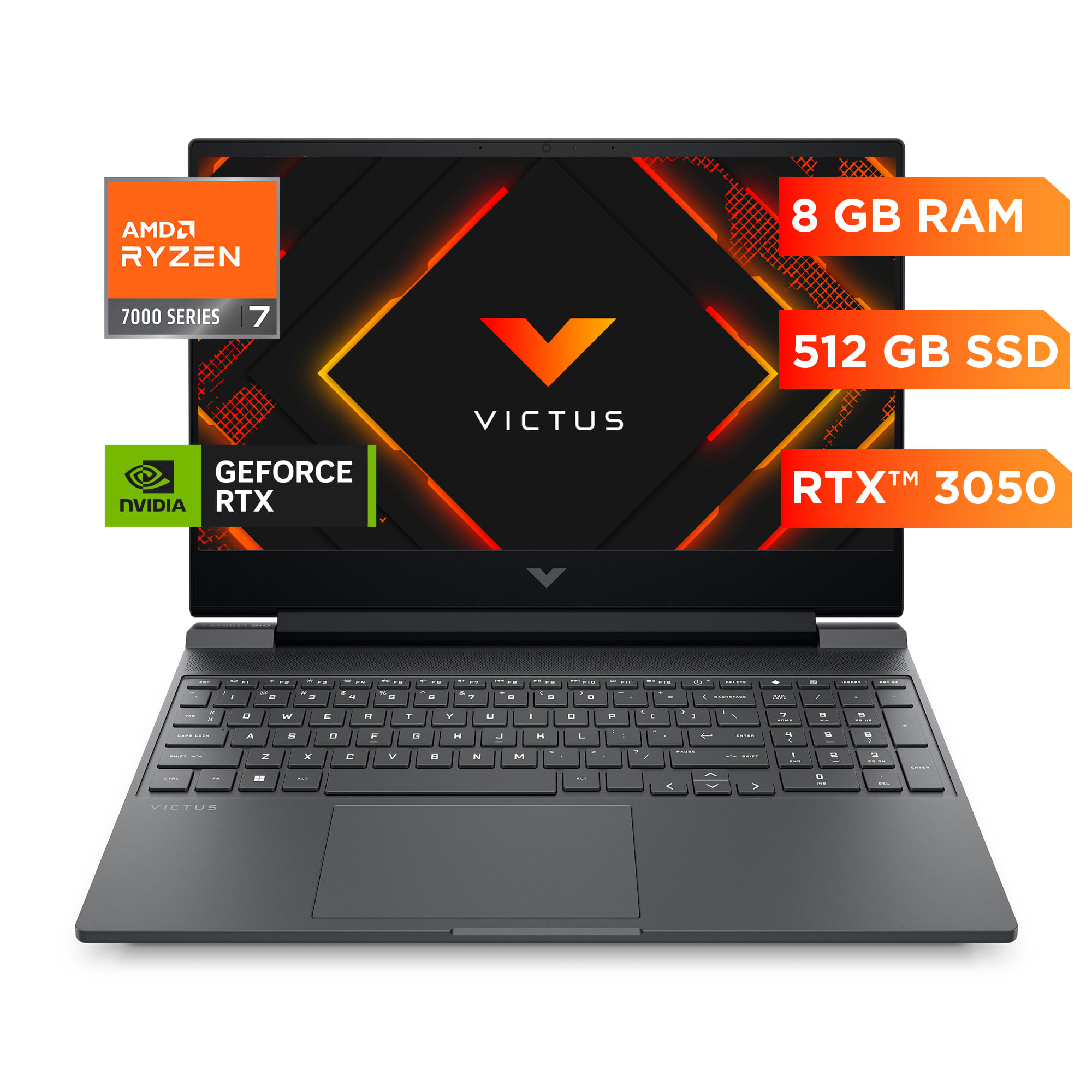 Laptop Gamer Victus HP 15-fb3018la 15.6"" AMD Ryzen 7 7445H 8GB 512GB SSD NVIDIA GeForce RTX 3050