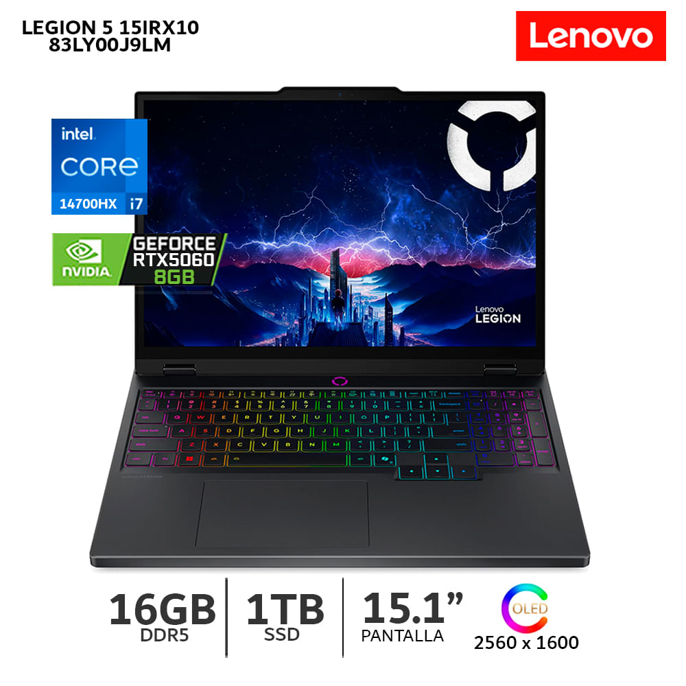 Laptop Lenovo Legion 5 15IRX10 Ci7 14700HX 16Gb Ram1Tb SSD 15.1 WQXGA OLED RTX 5060 8Gb 83LY00J9LM
