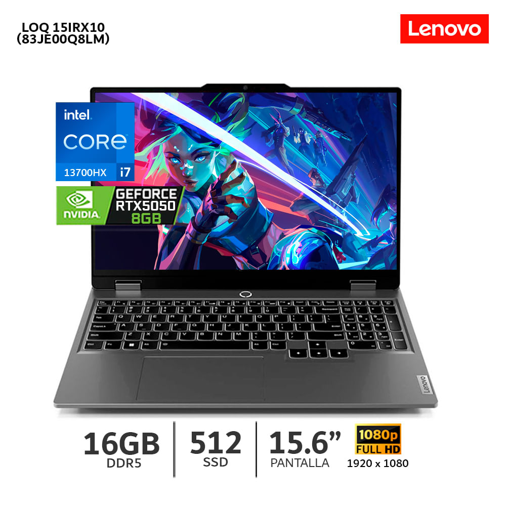 Laptop Lenovo Gamer LOQ 15IRX10 Ci7 13700HX 16Gb Ram 512Gb SSD 15.6 RTX 5050 8GB 83JE00Q8LM