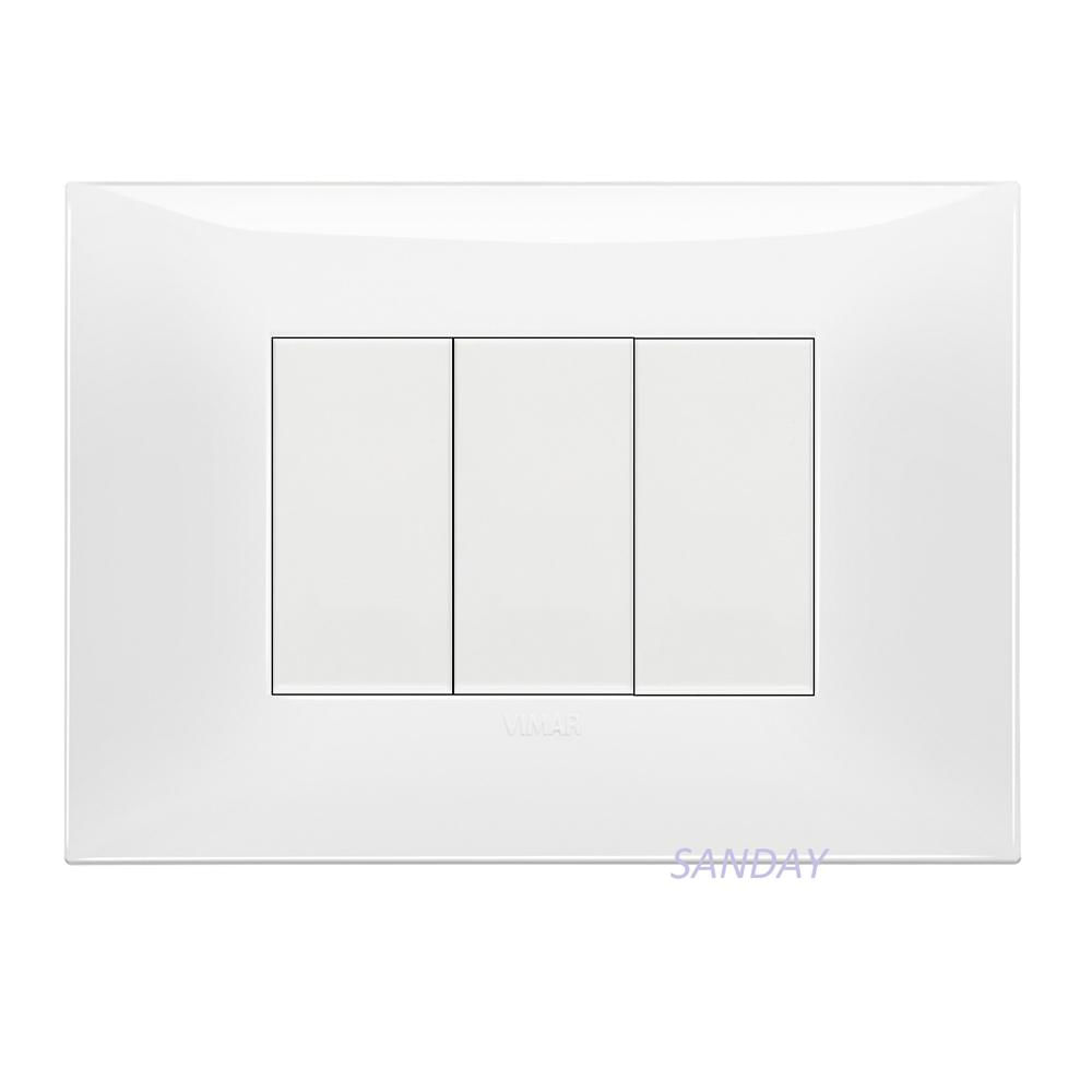 INTERRUPTOR CONMUTADOR DE 3 VIAS TRIPLE NEVE UP PLACA BLANCA Y DADOS BLANCOS VIMAR