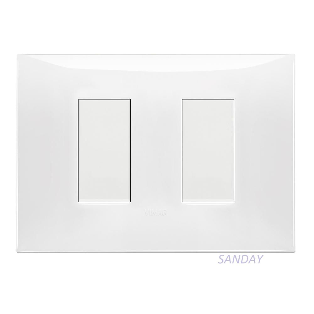 INTERRUPTOR DOBLE 1 SIMPLE Y 1 CONMUTADOR NEVE UP PLACA BLANCA Y DADOS BLANCOS VIMAR