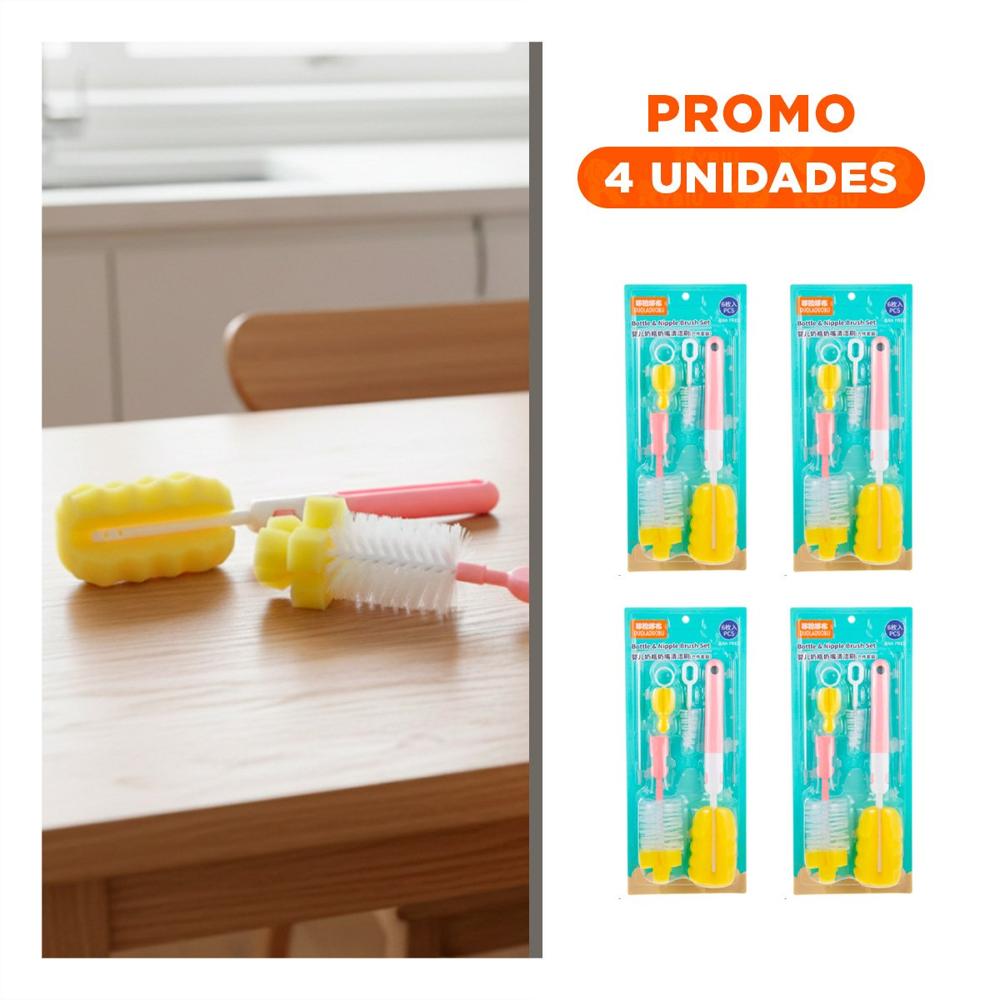 Pack4 Raspador Practico con Base para Limpieza Rapida 6pzs Base Rosado