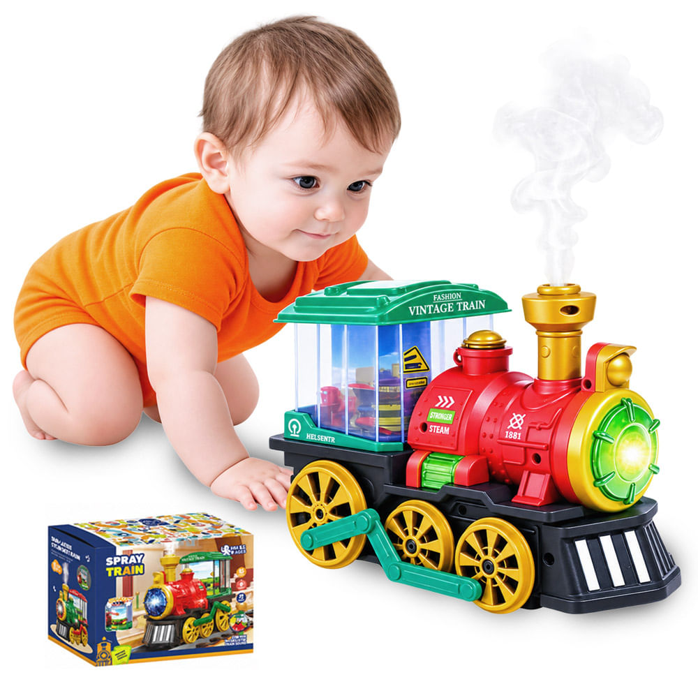 Juguete de Tren Eléctrico con Luces Humo y Sonido