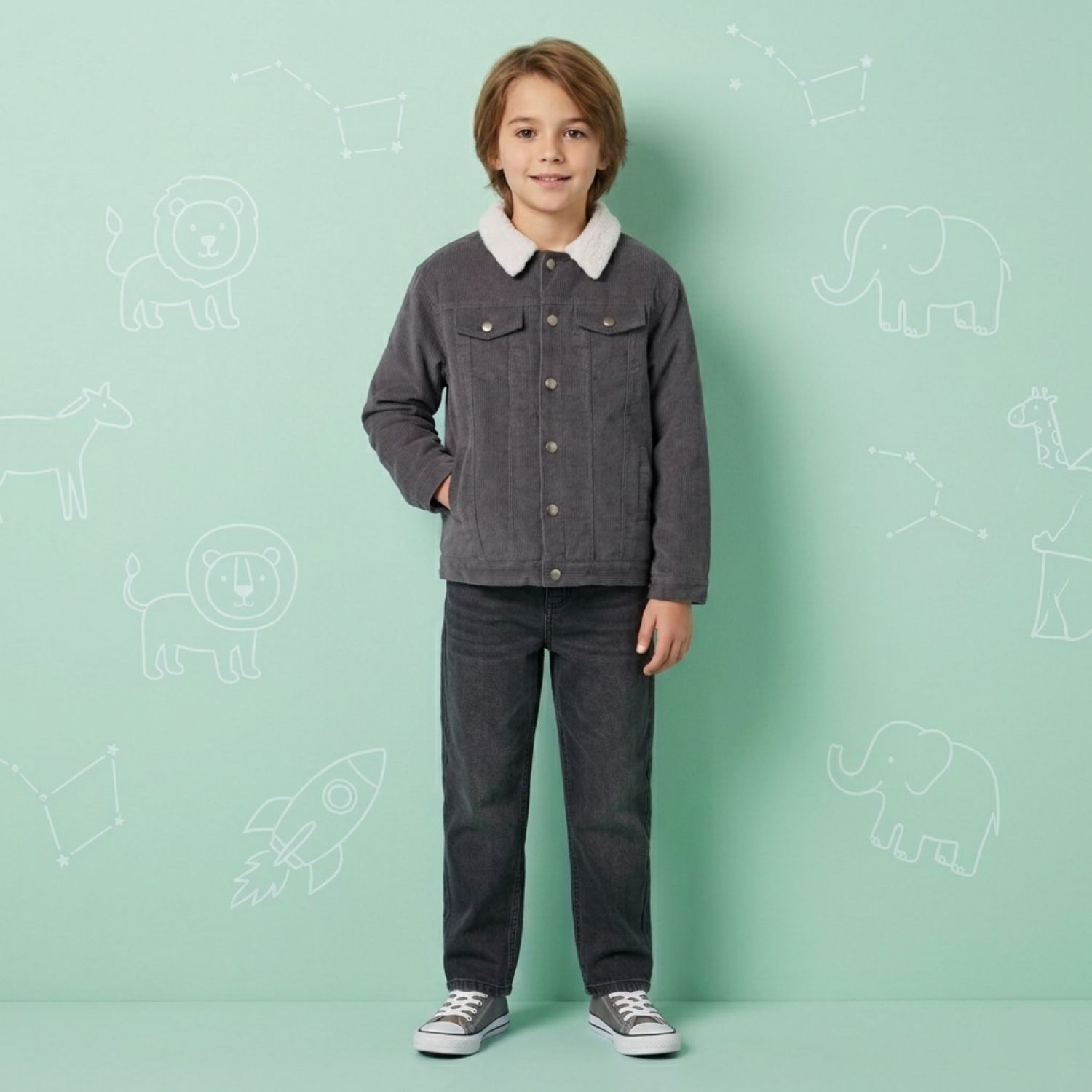 Casaca Para Niño Cord Circus Charcoal Talla 10