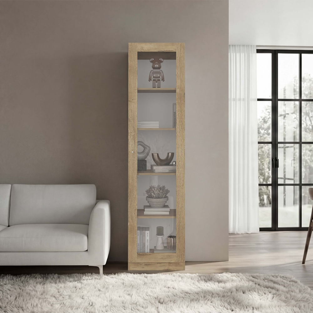 Vitrina 1 Puerta Home-E6 Macadamia Y Blanco