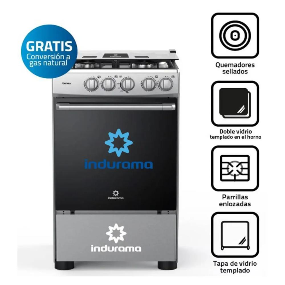 COCINA A GAS DE 4 HORNILLAS INDURAMA FONTANA