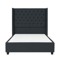 Cama Tapizada Confort Capitoné Gris Oscuro 2 Plazas