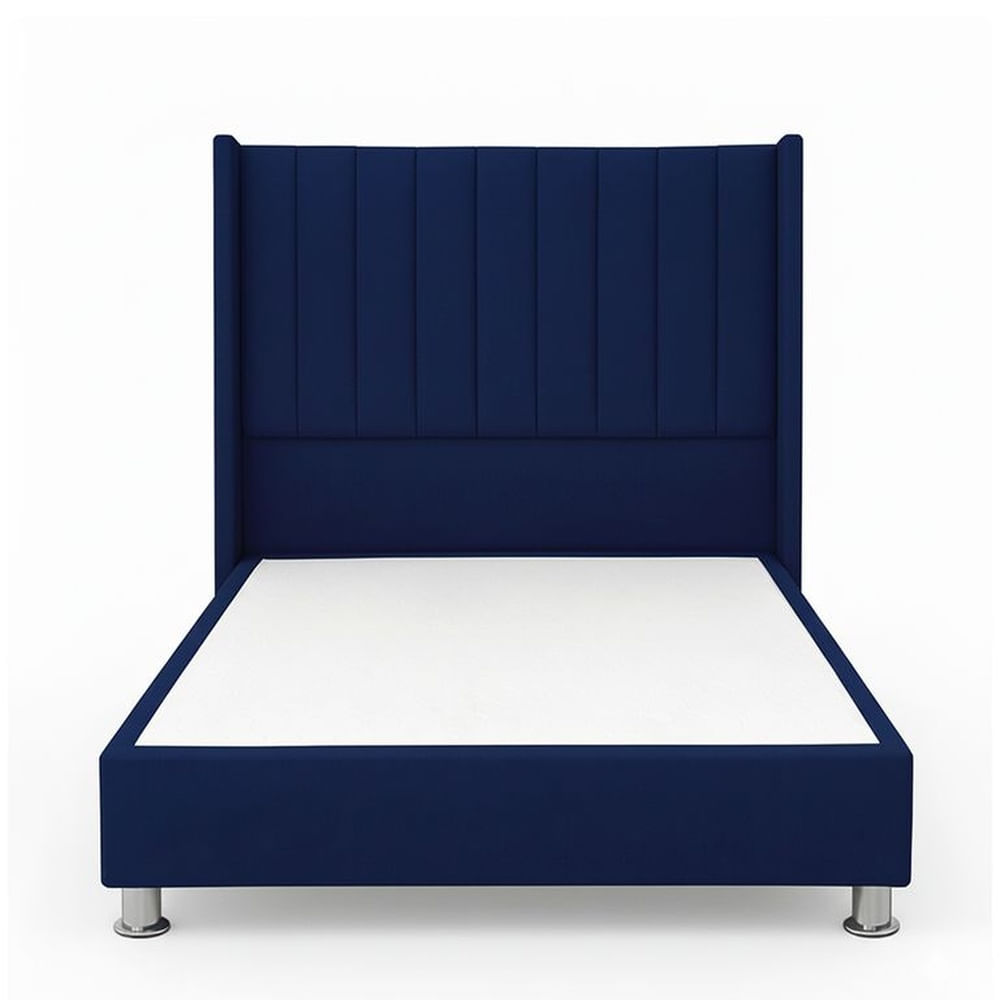 Cama Tapizada Confort Lineal Cromo Azul 2 Plz Azul