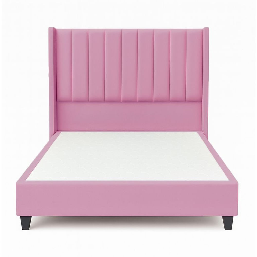 Cama Tapizada Confort Lineal Rosado 2 Plazas Rosado