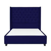 Cama Tapizada Confort Capitoné Azul 2 Plazas