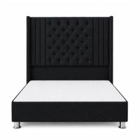 Cama Tapizada Confort Aurora Capitoné Cromo Negro 2 Plz