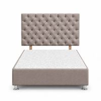Cama Tapizada Aria Cromo Capitoné Tabaco 2 Plazas