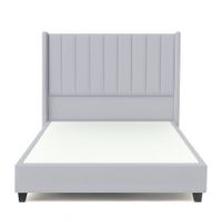 Cama Tapizada Confort Lineal Gris Claro 2 Plazas