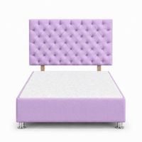 Cama Tapizada Aria Cromo Capitoné Lila 2 Plazas