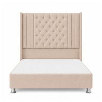 Cama Tapizada Confort Aurora Capitoné Cromo Beige 2 Plz