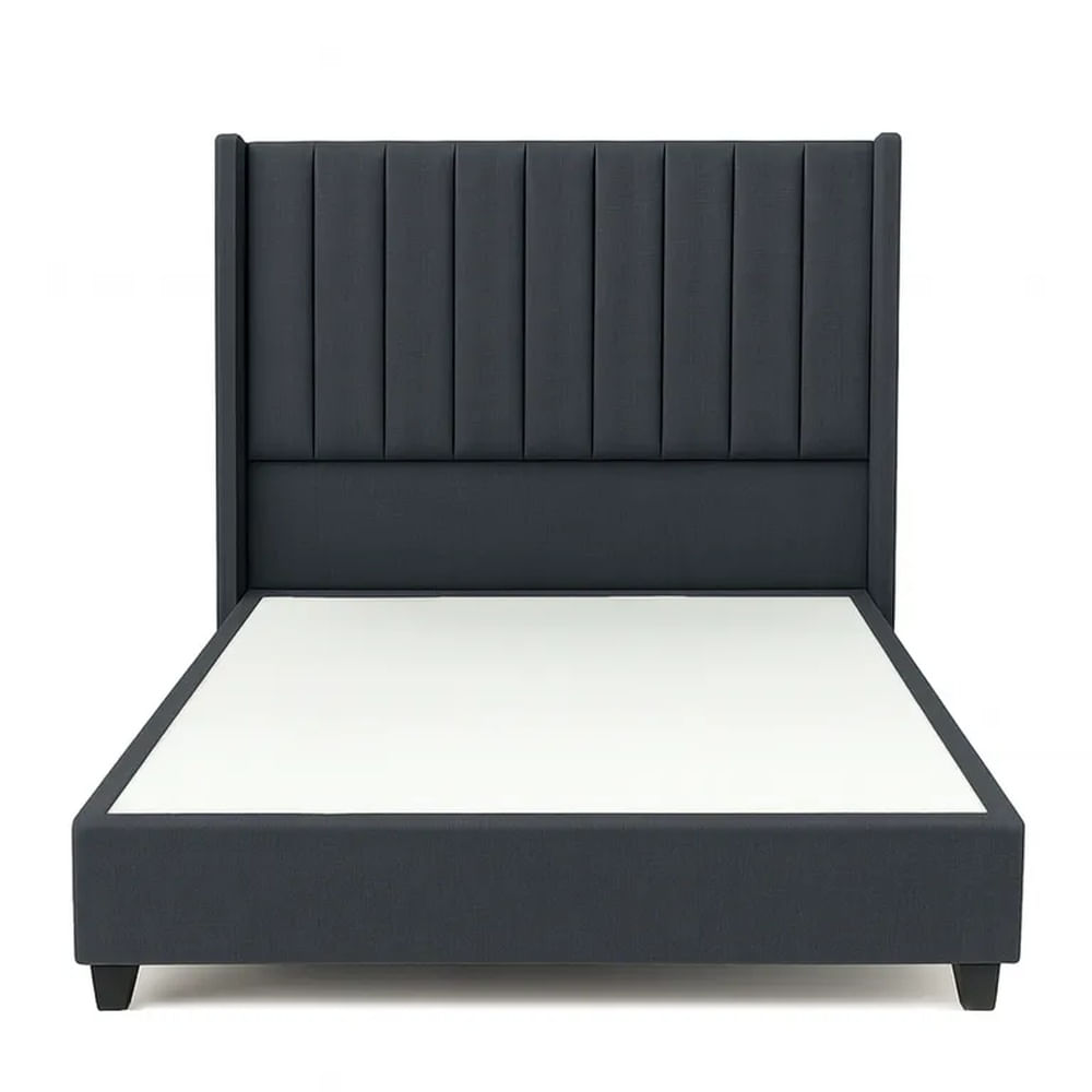 Cama Tapizada Confort Lineal Gris Oscuro 2 Plazas Gris Oscuro