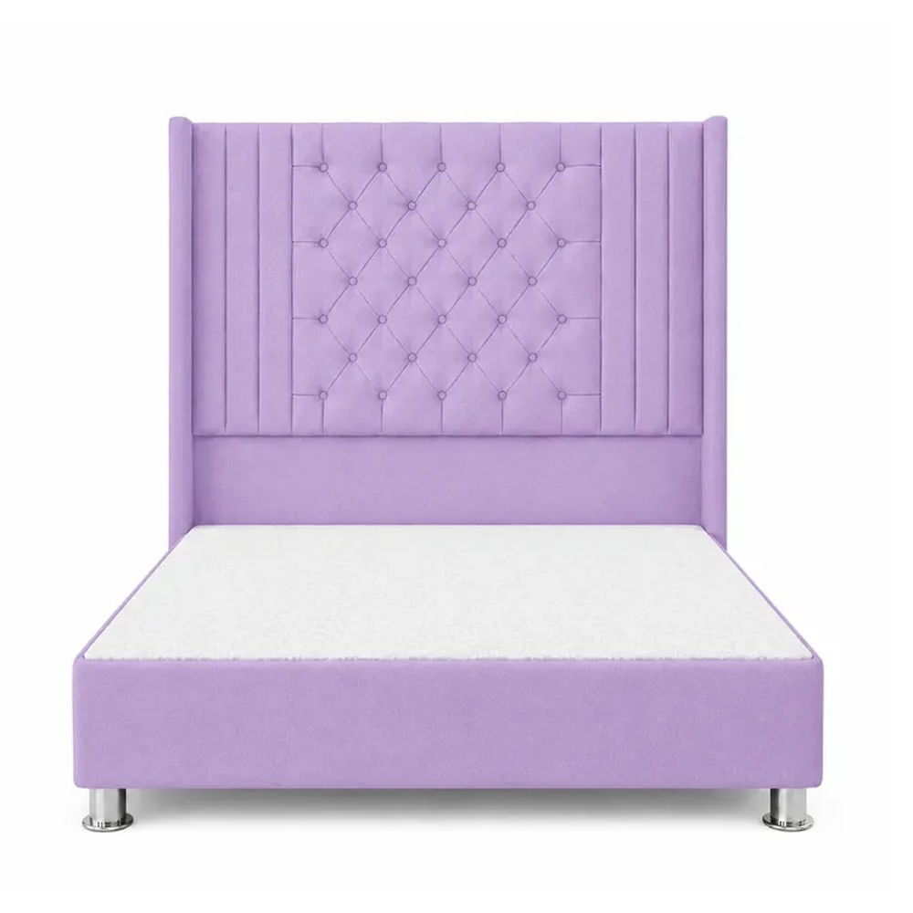 Cama Tapizada Confort Aurora Capitoné Cromo Lila 2 Plz Lila