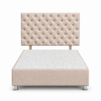 Cama Tapizada Aria Cromo Capitoné Beige 2 Plazas