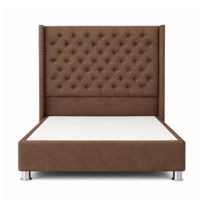 Cama Tapizada Confort Capitoné Cromo Marrón 2 Plz