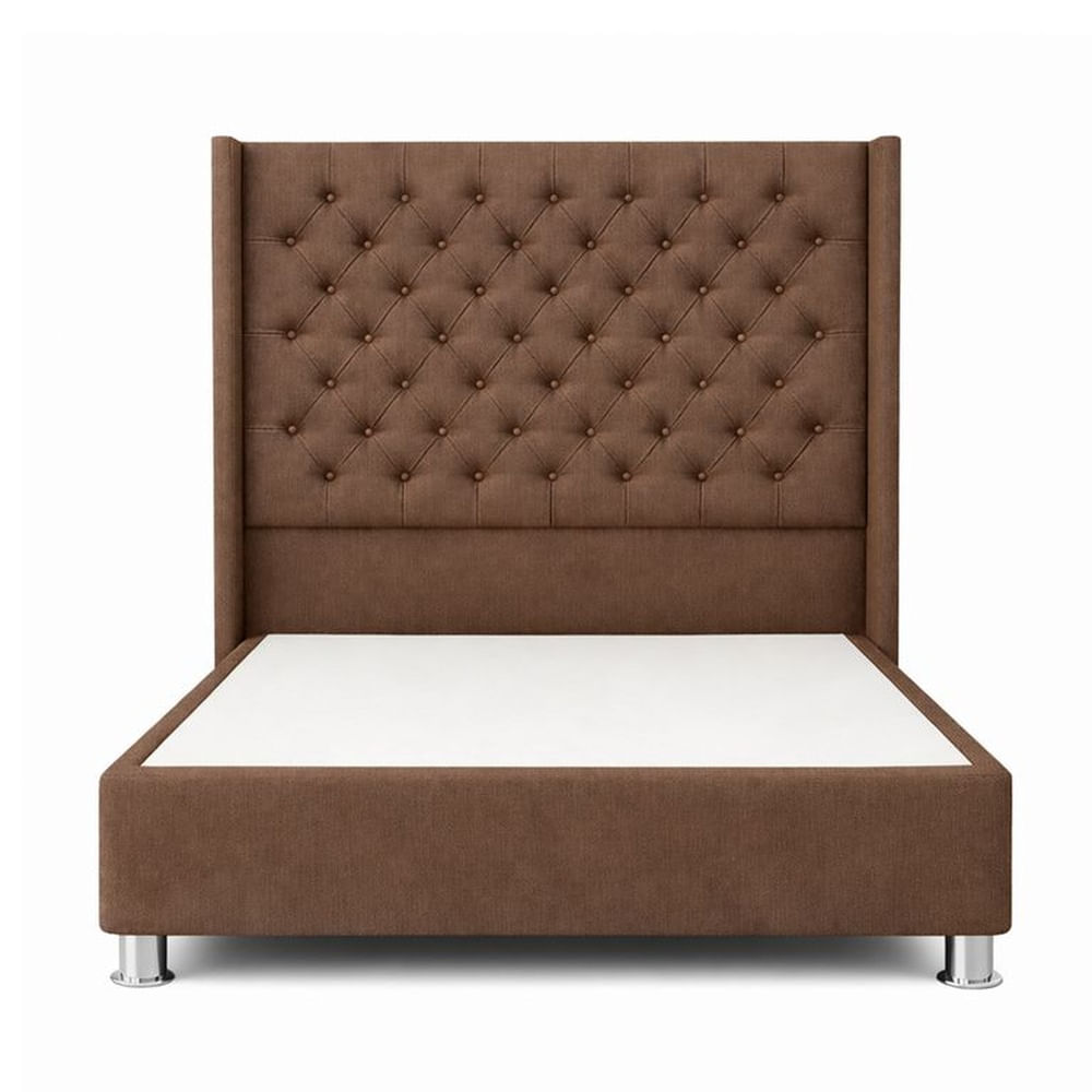 Cama Tapizada Confort Capitoné Cromo Marrón 2 Plz Marrón