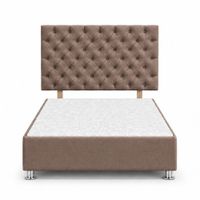 Cama Tapizada Aria Cromo Capitoné Marrón 2 Plazas