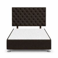 Cama Tapizada Aria Cromo Capitoné Chocolate 2 Plazas