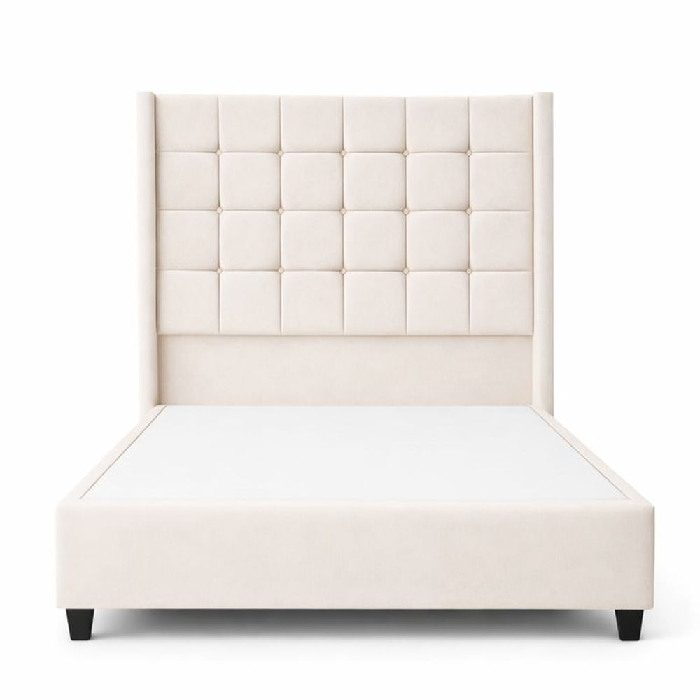Cama Tapizada Confort Cubo Ivory 2 Plazas Ivory