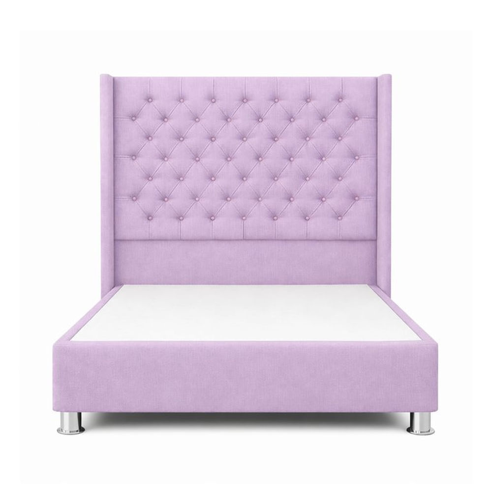 Cama Tapizada Confort Capitoné Cromo Lila 2 Plz Lila
