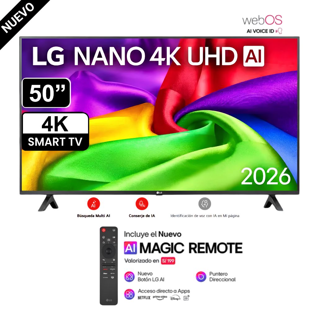 Televisor LG 50 NANO 4K UHD AI Smart TV 50NU800BPSB - 2026